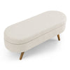 Beige Ottoman Storage Bench with Rubber Wood Legs (43.5