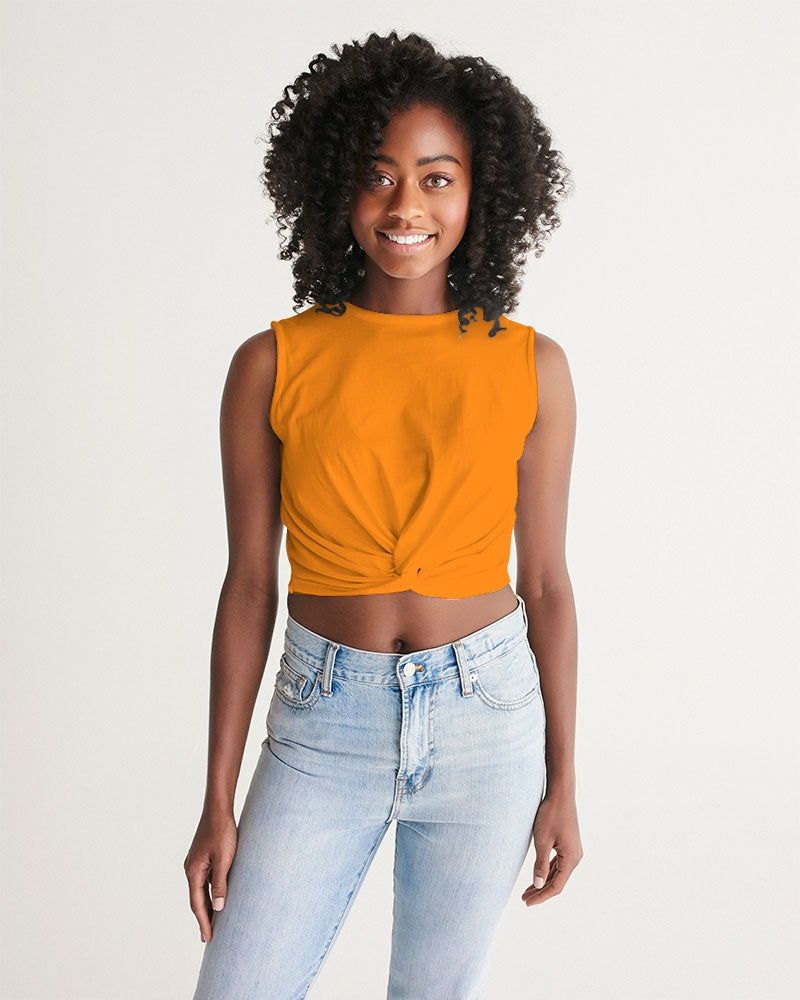 Tangy-Orange Twist-Front Crop Tank