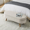 Beige Ottoman Storage Bench with Rubber Wood Legs (43.5