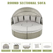 Two-Tone Rattan Outdoor Sectional Sofa Set with Retractable Canopy