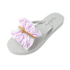 Pink Hudson Stripe Ruffle - Flat Flip Flops Sandal