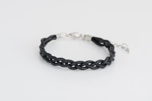 Black Thin Braided Leather Bracelet