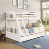 White Solid Wood Twin Over Full Bunk Bed with 2 Storage Drawers