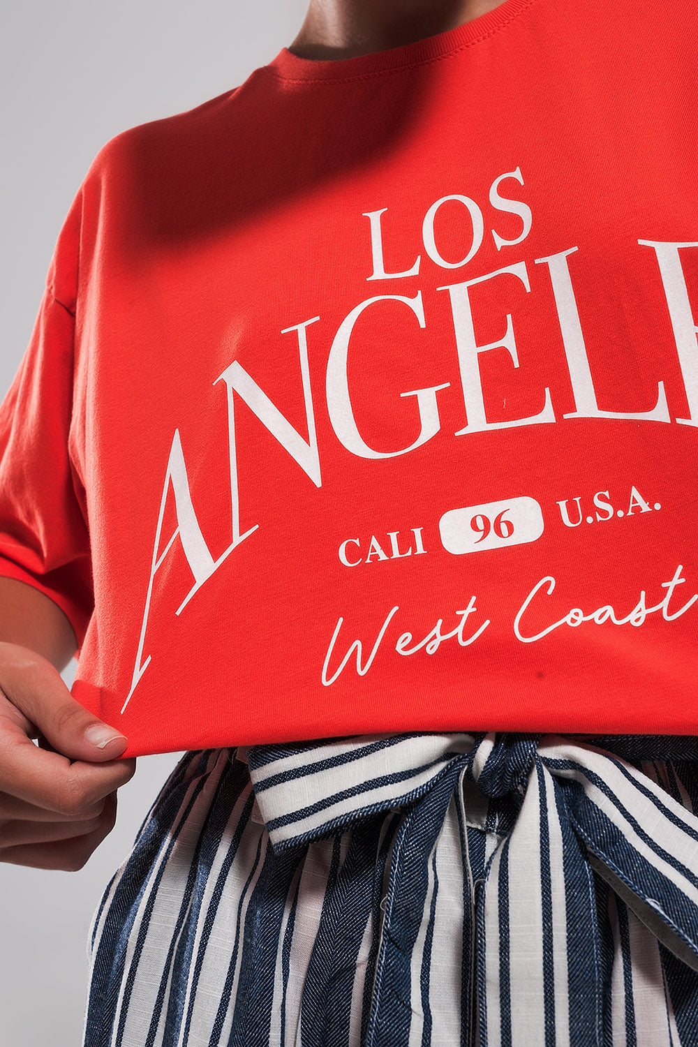 T-shirt à slogan Los Angeles en rouge