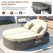 2-Person Rattan Daybed w/ Adjustable Back, Cushions & Pillows