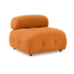 Modular L-Shaped Sofa, Orange Velvet, Tufted Design & Reversible Ottoman