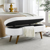 White Ottoman Storage Bench with Rubber Wood Legs (43.5