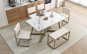 Modern Faux Marble 6-Piece Dining Set: 60