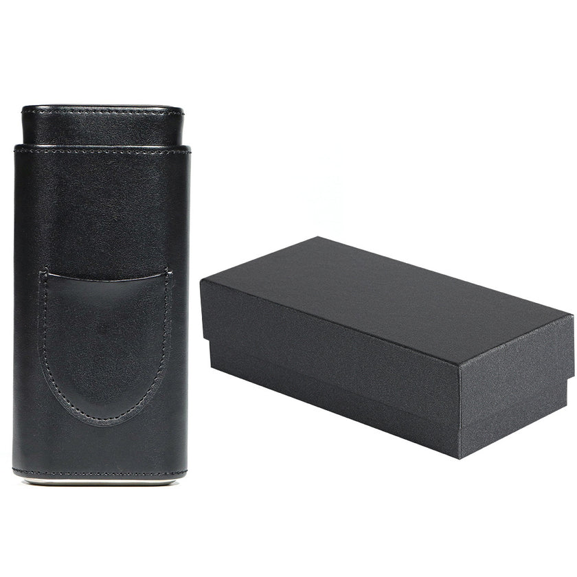 Two end hardware leather cigar box portable cedar wood 3-pack cigar moisturizing box protective cover cigar leather cover