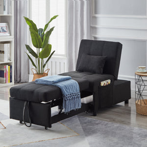 Black Linen Fabric Recliner Chair & Living Room Bedroom Furniture