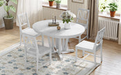 Rustic 5-Piece Extendable Dining Set: Round Table & 4 Cross Chairs