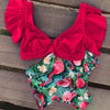 Floral Ruffle Hem V-Neck High-Waisted Bikini Set – Women's Swimwear