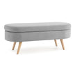 Grey Ottoman Oval Storage Bench, 43.5