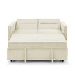 Beige Loveseat Sofa Bed with Pull-Out Bed, Adjustable Back & Arm Pockets