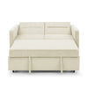 Beige Loveseat Sofa Bed with Pull-Out Bed, Adjustable Back & Arm Pockets