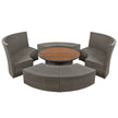 5-Piece Round Rattan Patio Sofa Set with Liftable Table & Washable Cushions