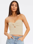 Tossy Knit Strapless Corset: Chic White Backless Crop Top for Summer