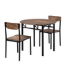 3-Piece Round Dining Set with Drop Leaf, Black Frame & Rustic Brown