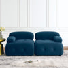 Modular L-Shaped Navy Velvet Sofa with Tufted Design & Reversible Ottoman