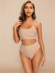 Women's Strapless Knitted Bandage Swimsuits High Waist