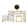 Modern Vanity Table with Movable Side Cabinet, 4 Drawers & Mirror