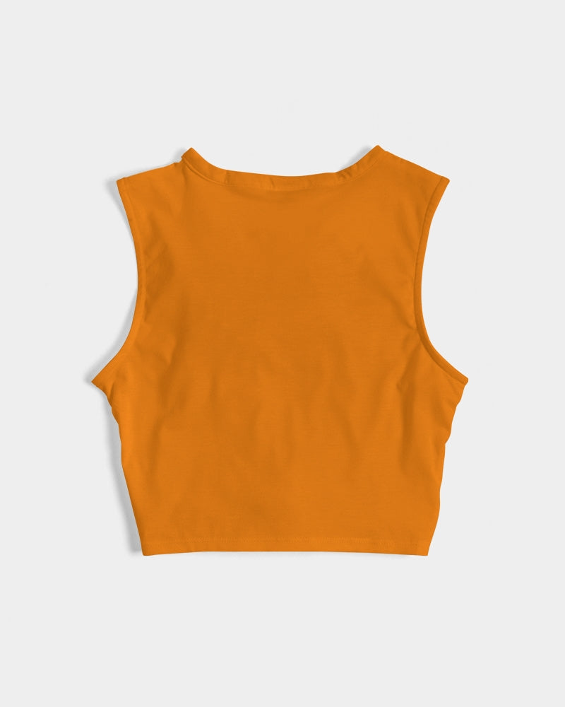 Tangy-Orange Twist-Front Crop Tank