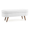 White Ottoman Storage Bench with Rubber Wood Legs (43.5