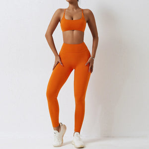 Ensemble de yoga 2 pièces pour femmes avec leggings taille haute et soutien-gorge de sport