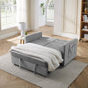 Grey Loveseat Sofa Bed with Pull-Out, Adjustable Back & Arm Pockets