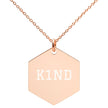 K1ND Engraved Silver Hexagon Necklace