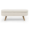 Beige Ottoman Storage Bench with Rubber Wood Legs (43.5