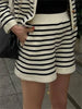 Zebra Print Knit 2-Piece Set: Stylish Cardigan & High Waist Shorts