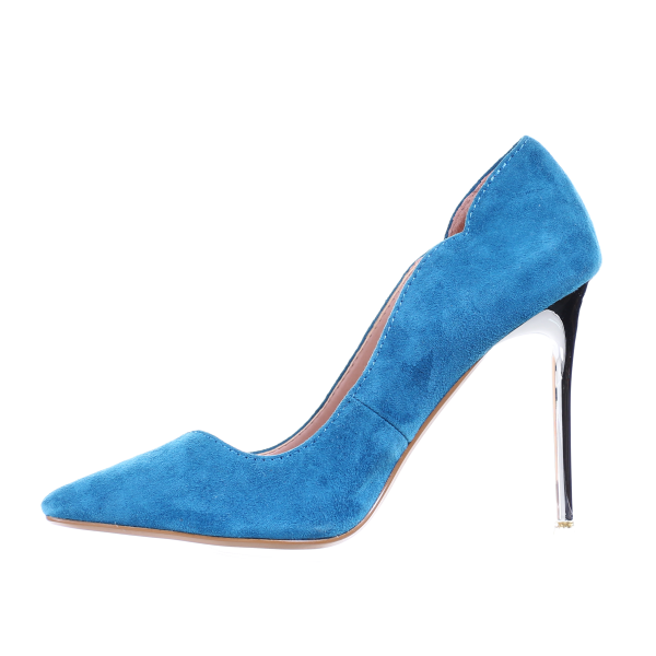 Chrome Heel Dress Pumps (Navy)