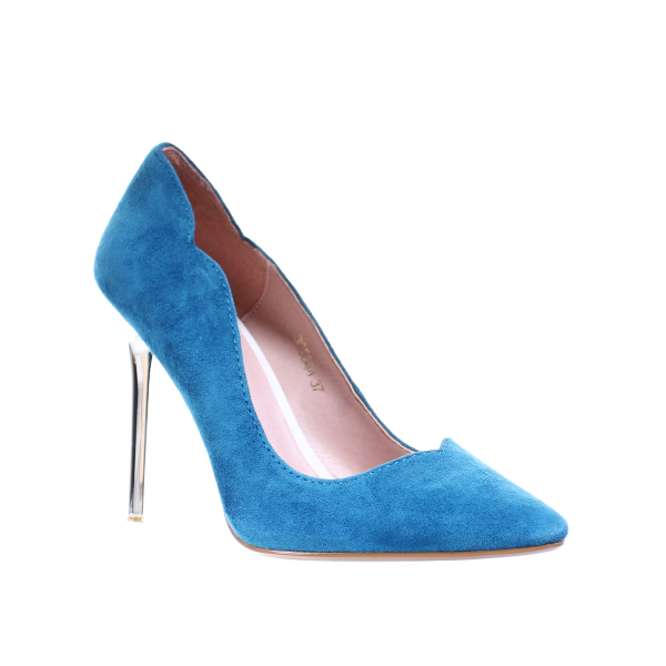Chrome Heel Dress Pumps (Navy)