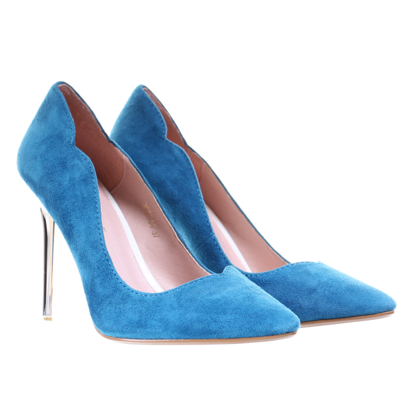 Chrome Heel Dress Pumps (Navy)