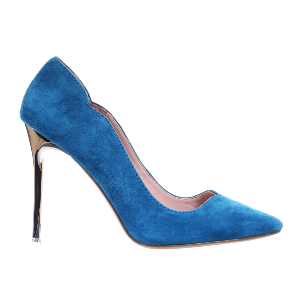 Chrome Heel Dress Pumps (Navy)