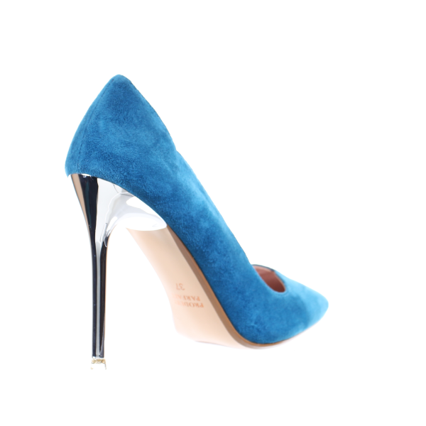 Chrome Heel Dress Pumps (Navy)
