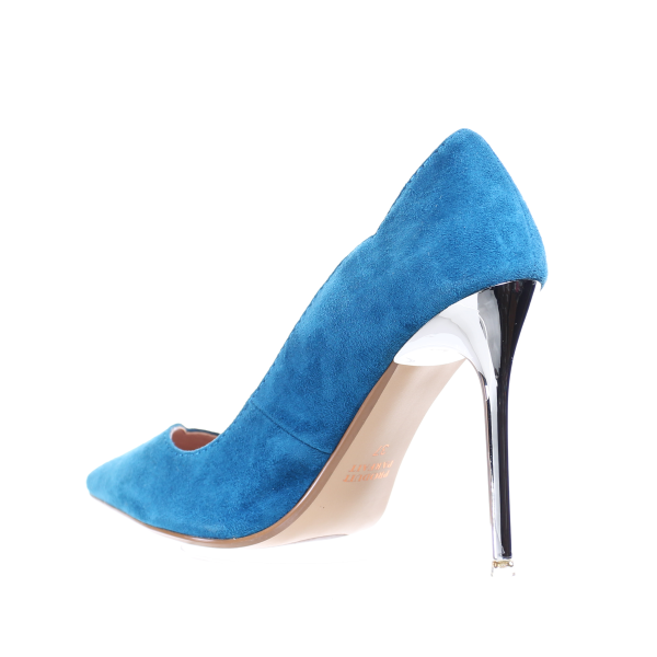 Chrome Heel Dress Pumps (Navy)