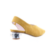 Clear Heel Suede Pointed Toe Pumps (Mustard)