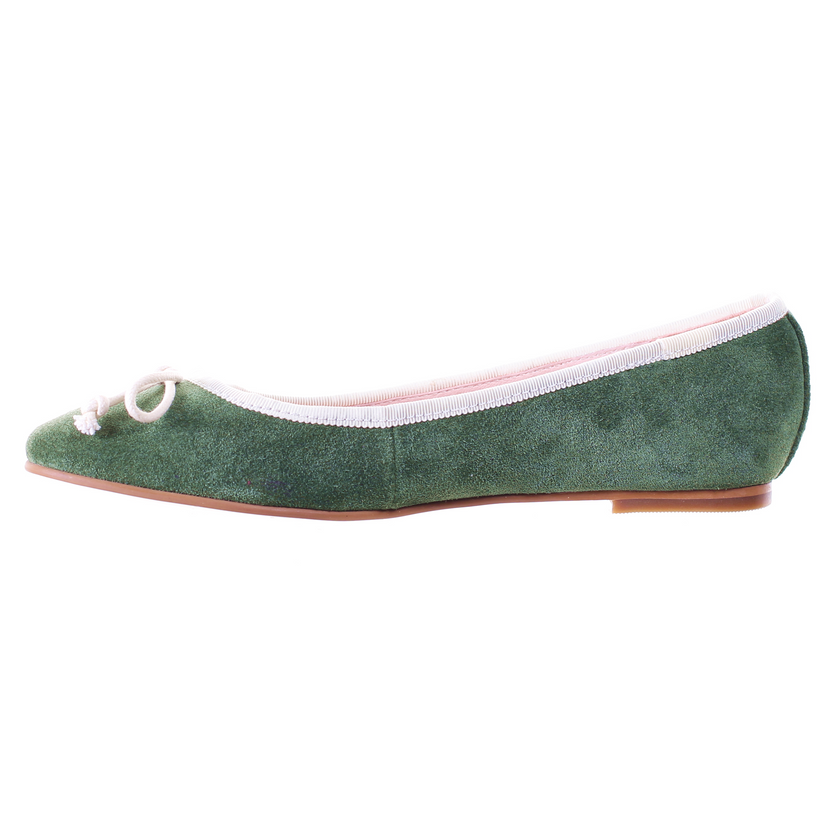 Bow Suede Ballerina (Green)