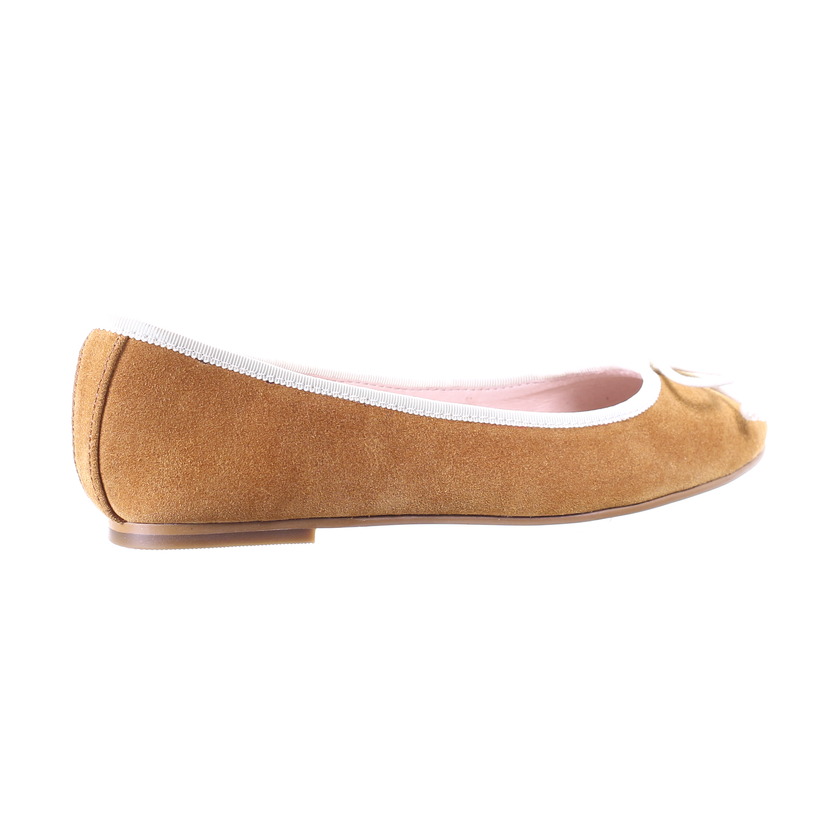 Bow Suede Ballerina (Camel)