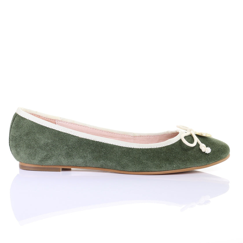 Bow Suede Ballerina (Green)