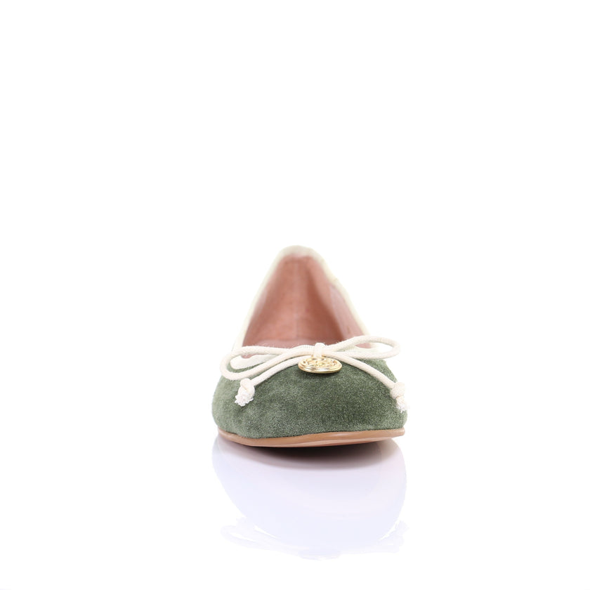 Bow Suede Ballerina (Green)