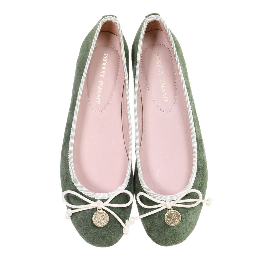 Bow Suede Ballerina (Green)