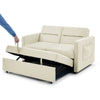 Beige Loveseat Sofa Bed with Pull-Out Bed, Adjustable Back & Arm Pockets