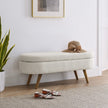 Beige Ottoman Storage Bench with Rubber Wood Legs (43.5