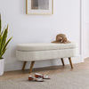 Beige Ottoman Storage Bench with Rubber Wood Legs (43.5