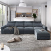 Modern L-Shape Feather-Filled Convertible Sofa with Reversible Chaise