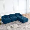 Modular L-Shaped Navy Velvet Sofa with Tufted Design & Reversible Ottoman