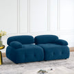 Modular L-Shaped Navy Velvet Sofa with Tufted Design & Reversible Ottoman